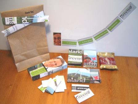 Giftbags made up with souvenirs from the 2011 election.